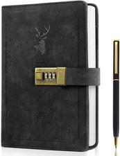 Journal With Lock A5 PU Leather Diary With Lock 240 Pages Retro Jou...