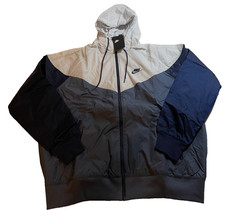 Nike Windrunner Jacket Men  s Large Navy Blue Gray White Hooded Full Zip NEW