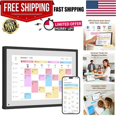 10.1 inch Digital Calendar & Chore Chart - Interactive Touchscreen Smart Fami...
