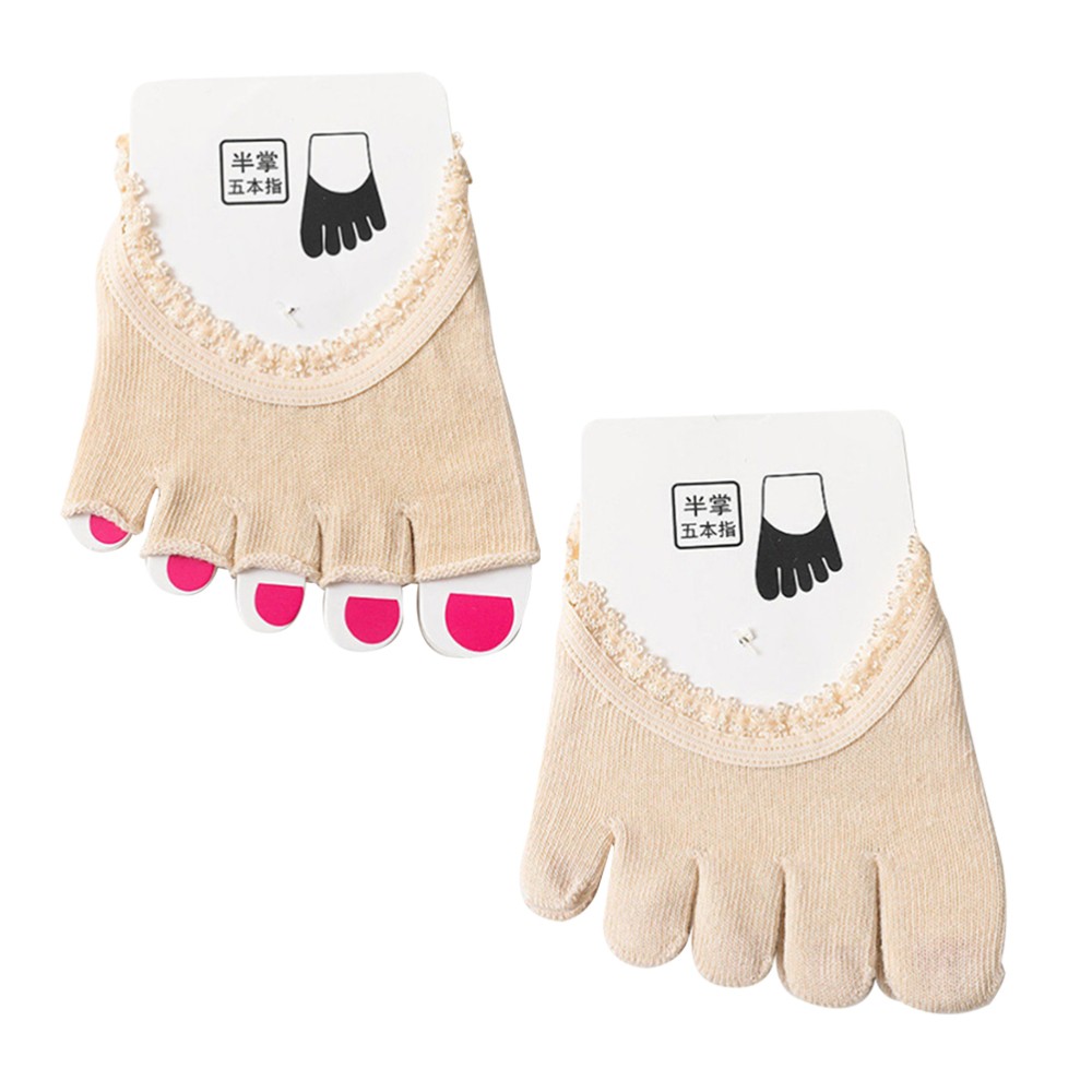 SAOLA 2 Paia Calzini Pizzo Cinque Dita Donna Miss Mezzo Palmo Bocca Profonda Suola Pads