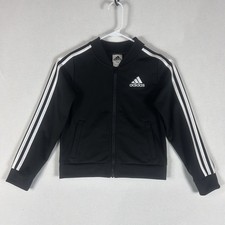 Adidas Full Zip Classic Track Jacket Youth Boys Small Black Long Sleeve Soccer