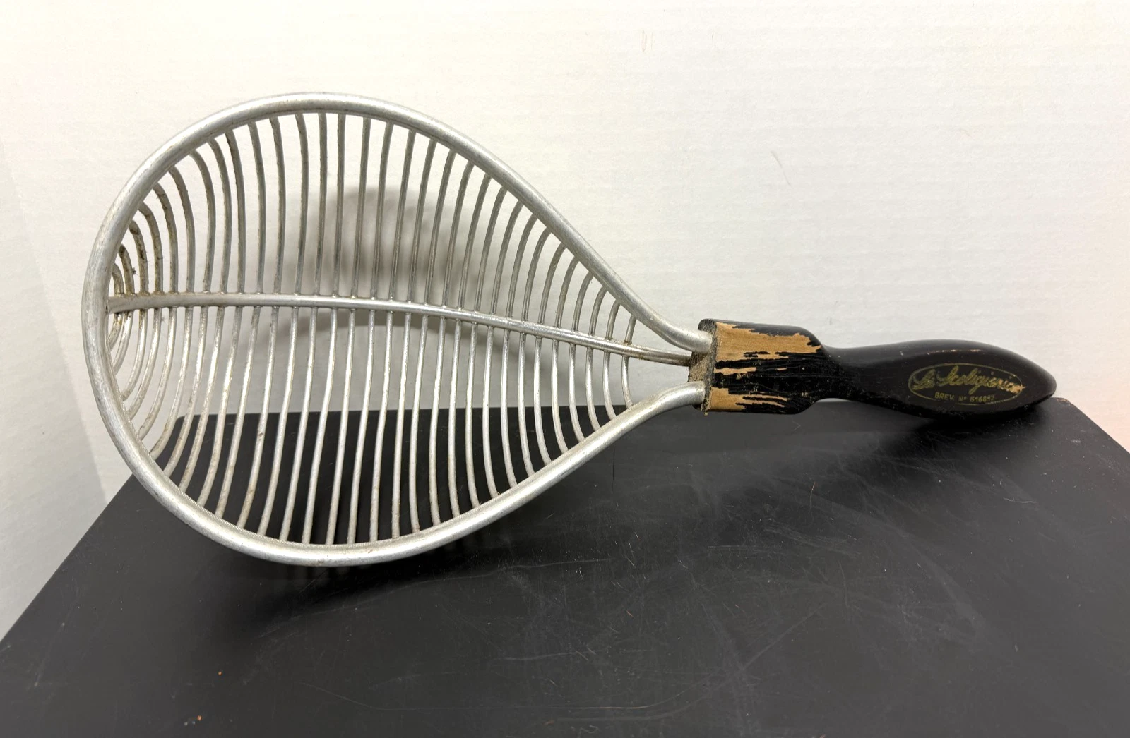 Vintage La Scoligienica Wooden Handle Handheld Strainer Seive Italian Kitchen