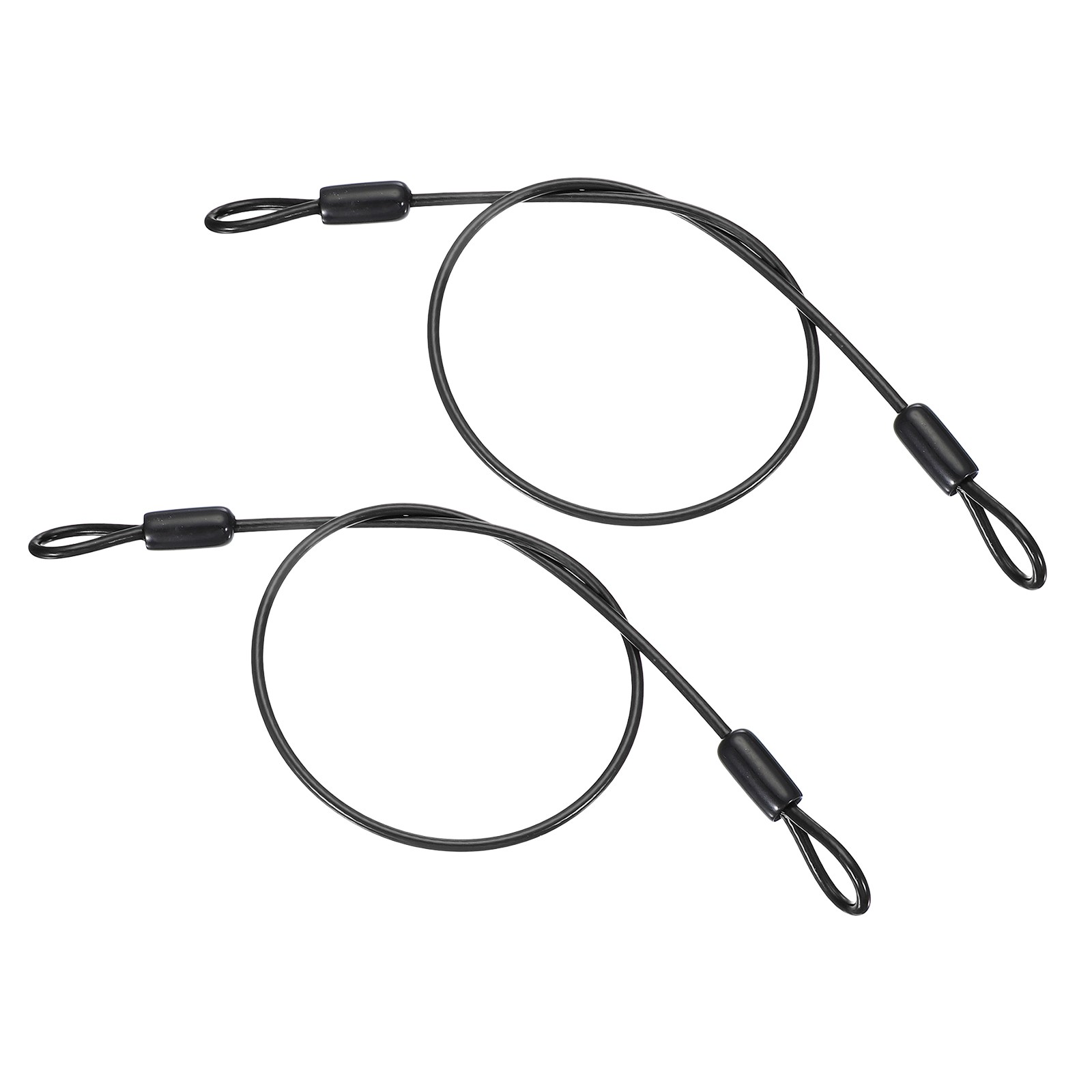 2 Pcs 1/8" Dia 1.6ft (20") Vinyl Coated Stainless Steel Cable with Loops Black