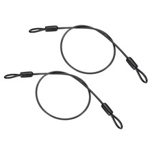 2 Pcs 1/8" Dia 1.6ft (20") Vinyl Coated Stainless Steel Cable with Loops Black
