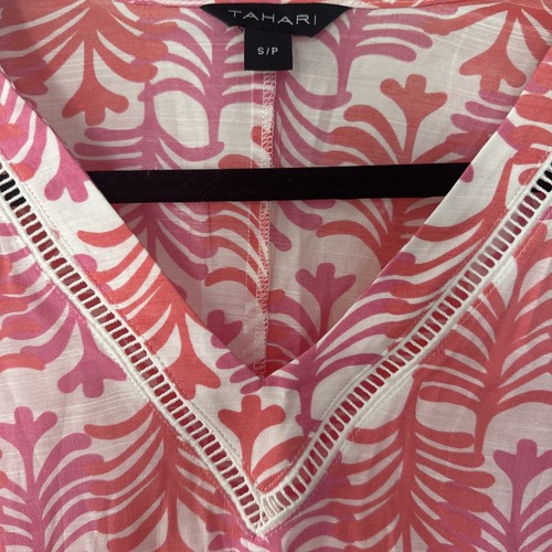 TAHARI swim cover up kaftan top mini dress small tunic pink lilly Pulitzer pink - Picture 2 of 4