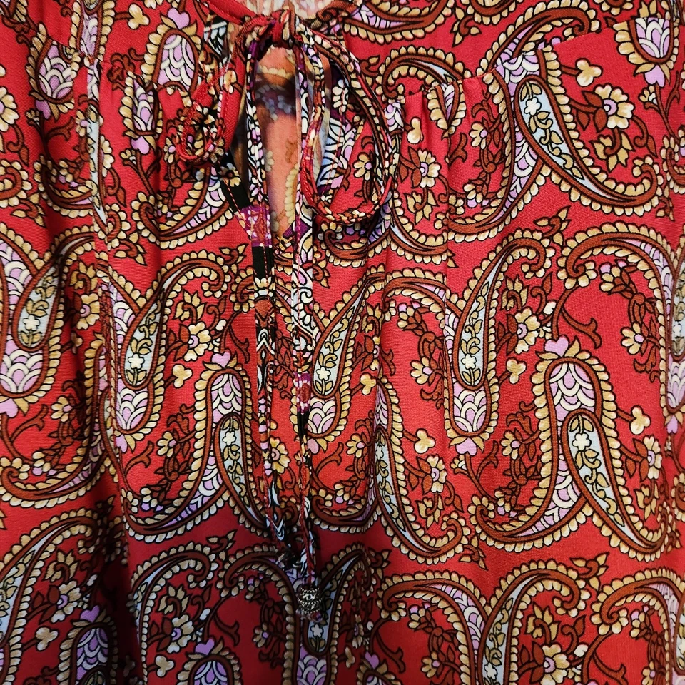 Avenue Womens Peasant Blouse Tunic Boho Size 18/20 Paisley Print Long Sleeve Top - Image 3 of 4