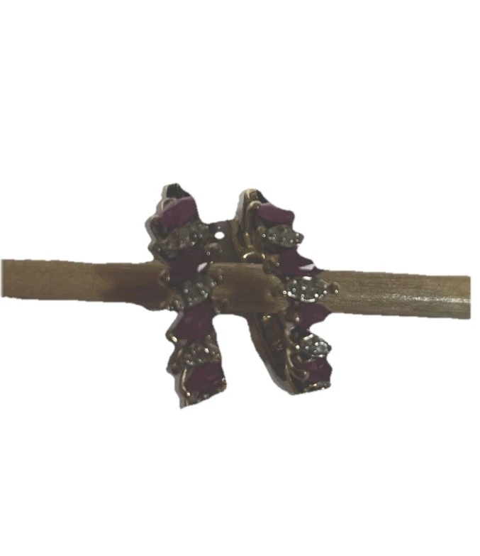 Ross Simons Gold-Plated 925 Marquis Lab created Rubies And CZ Accent Earrings - Image 2 of 4