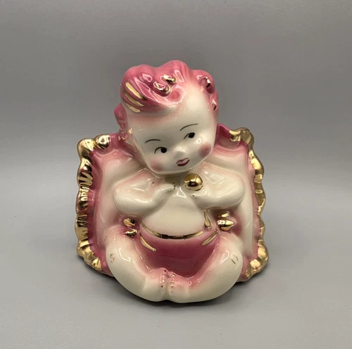 Vintage Hull Pottery Planter Pink Baby Girl 5.5"