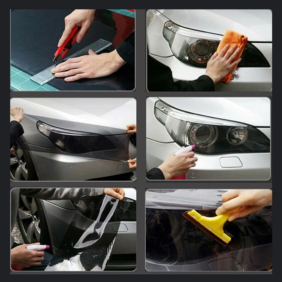 Brillo Faro Coche Luz Trasera Antiniebla Envoltura Tinte Vinilo Adhesivo Película Calcomanía Luz Negro Foto 3 de 4