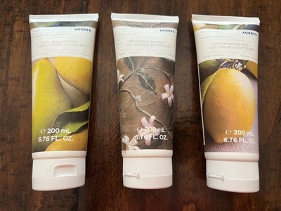LOT X 3 THREE KORRES Body Milk Lotions Jasmin Bergamot Pear Basil Lemon 6.76 NEW
