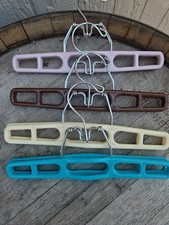 Lot 4 Vtg Metal Orange Plastic Pant Skirt Hangers MCM Retro 70s 60s Clip Latch