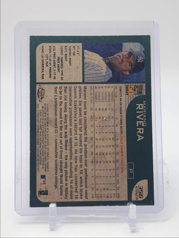 MARIANO RIVERA 2001 TOPPS CHROME BASEBALL GOLD FRACTOR YANKEES Q3562 - Image 2 of 2