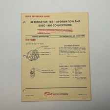 Sun Electric Alternator Test Information Sasc 1600 Connections Quick Reference Sun Electric Alternator Test Information Sasc 1600 Connections Quick Reference