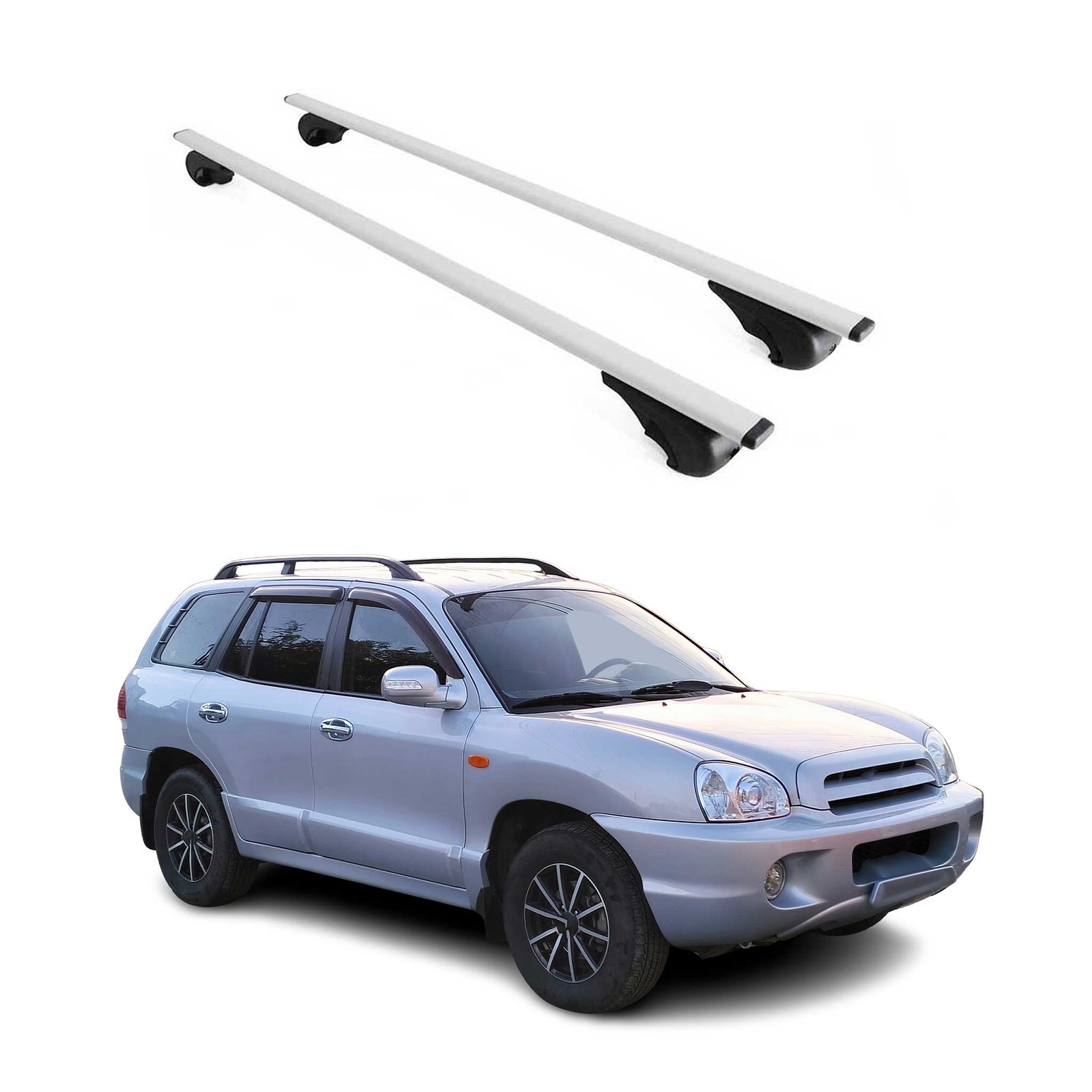 Barres de toit transversales fer argent Santa Fe 2001-2012 manque de coffre