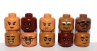 Lego 10 Bown Head Heads For Minifigure Light Dark Star Wars Boy Girl Set A