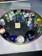 Lot Of Vintage Swirl Glass Marbles With Shooters Cat  s eyes Solid m6