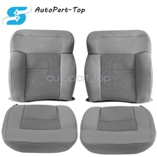Driver & Passenger Bottom & Top Cloth Seat Cover Gray For 04-08 Ford F150 XLT