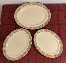 3 Vintage Johnson Bros Victorian Mosaic Oval Platters 