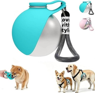 2 in 1 Portable Dog Water Bottle, Stainless Steel Travel Pet Water Dispenser
