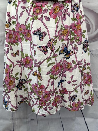 Oasis Shift Dress Size 10 Fits 8 White Pink Floral Summer Belted Cottagecore - Picture 3 of 16
