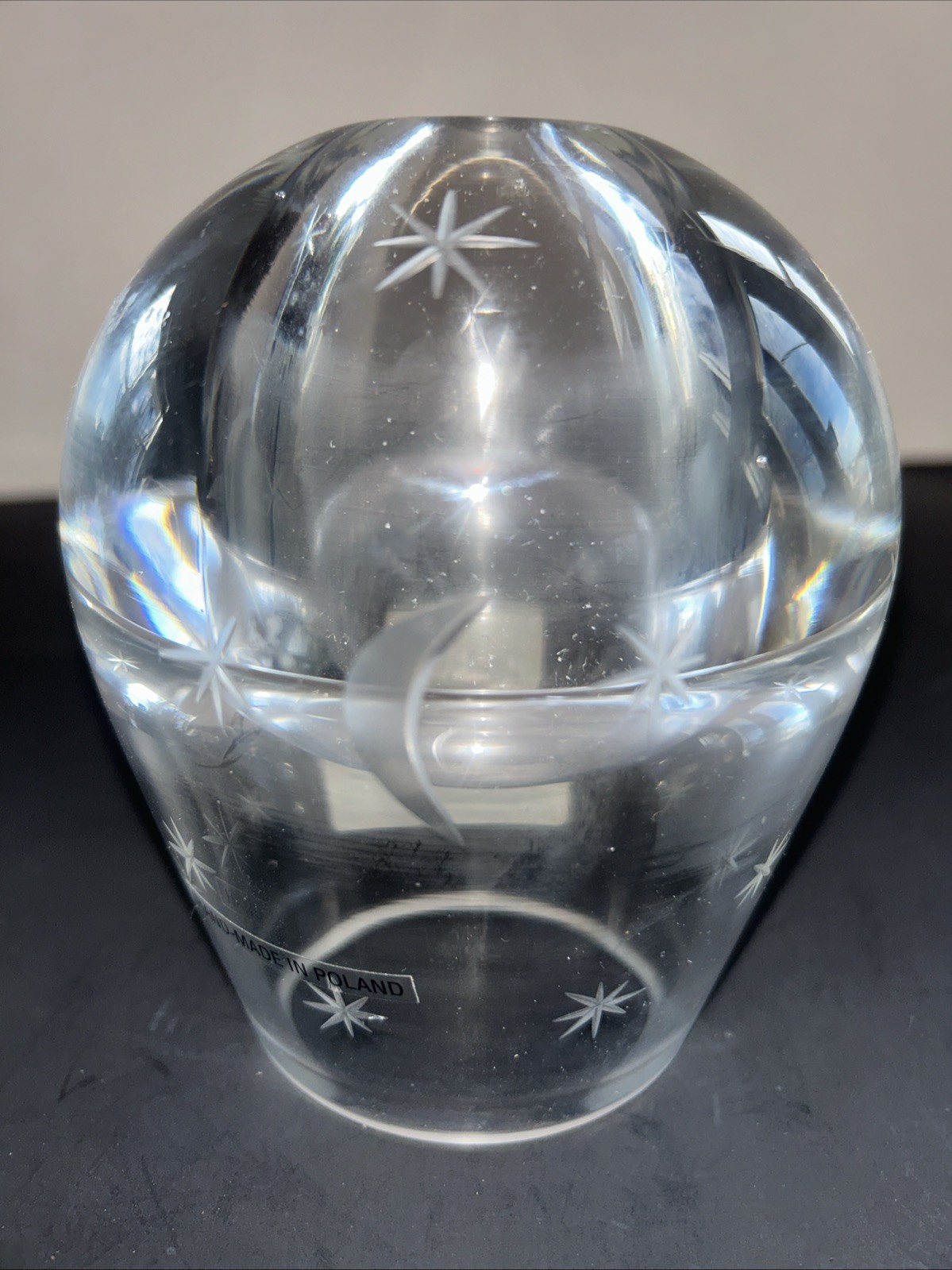 Handcrafted Polish Etched Glass Oil Lamp