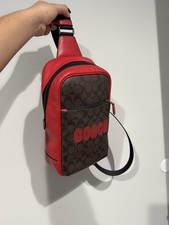 Coach Signature Red/Brown Small Crossbody Sli...
