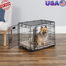 Double Door Metal Dog Crate W/ Leak-Proof Pan Divider Portable Easy Assembly New