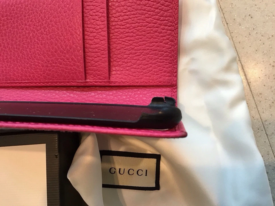 $400 AUTHENTIC GUCCI LIMITED EDITION PINK LEATHER IPHONE 7/8 CASE WALLET - Image 3 of 4