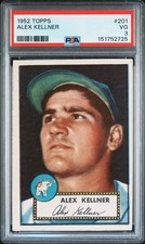 1952 Topps Alex Kellner Philadelphia Athletics #201 PSA 3