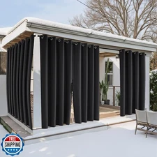 NICETOWN Canvas Outdoor Curtains for Paito Zipper Connects 2 Pane