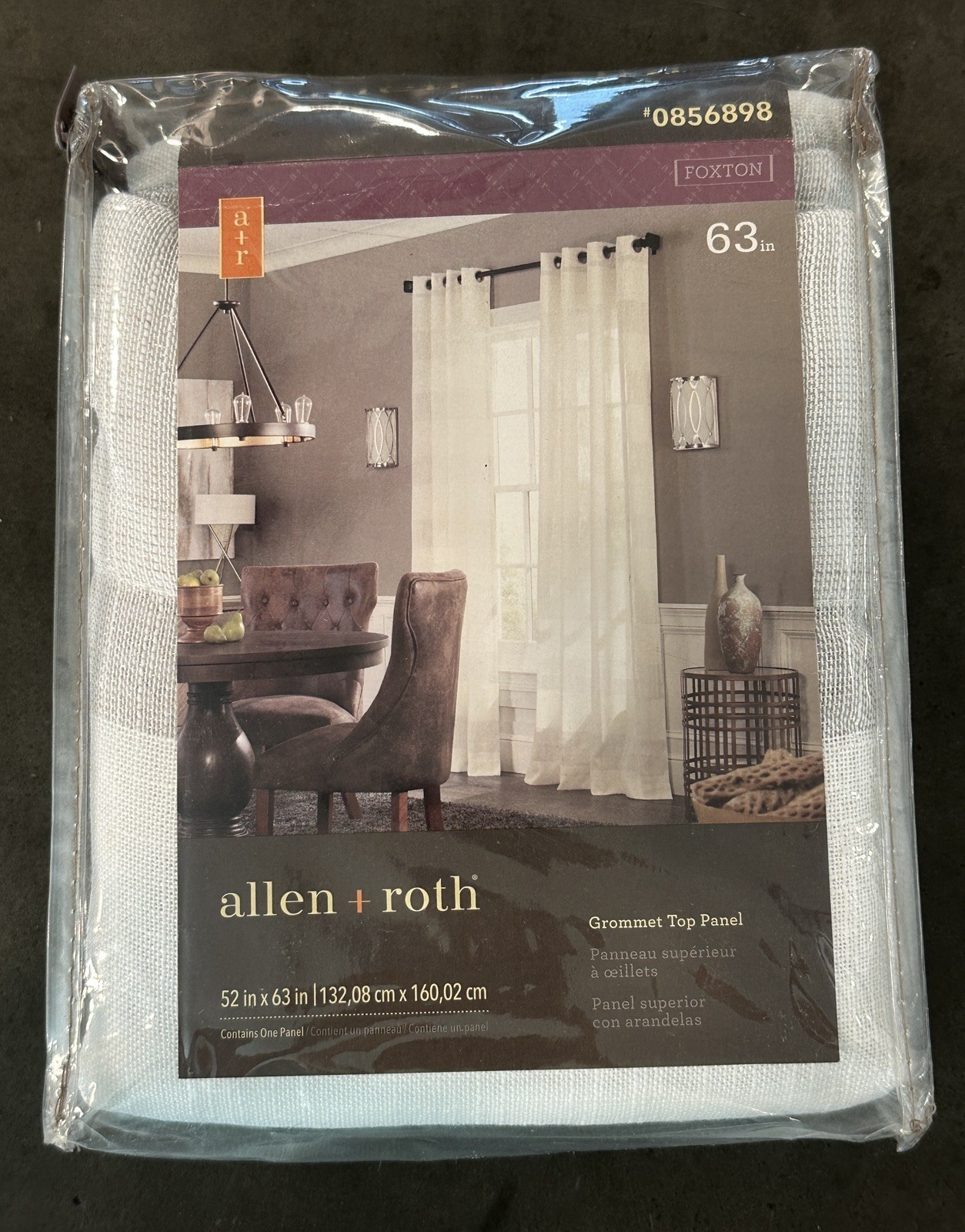 Allen Roth Grommet Top Panel 52x63in 0856898 Foxton Gray Silver Shimmer NEW!!