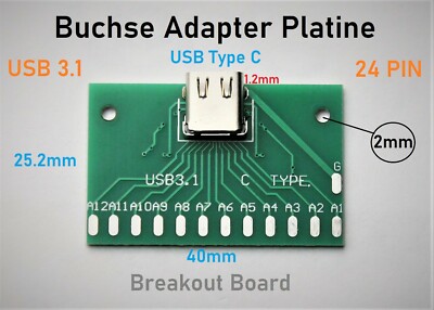 USB 3.1 Type C Buchse Adapter Platine Breakout Board Testplatine