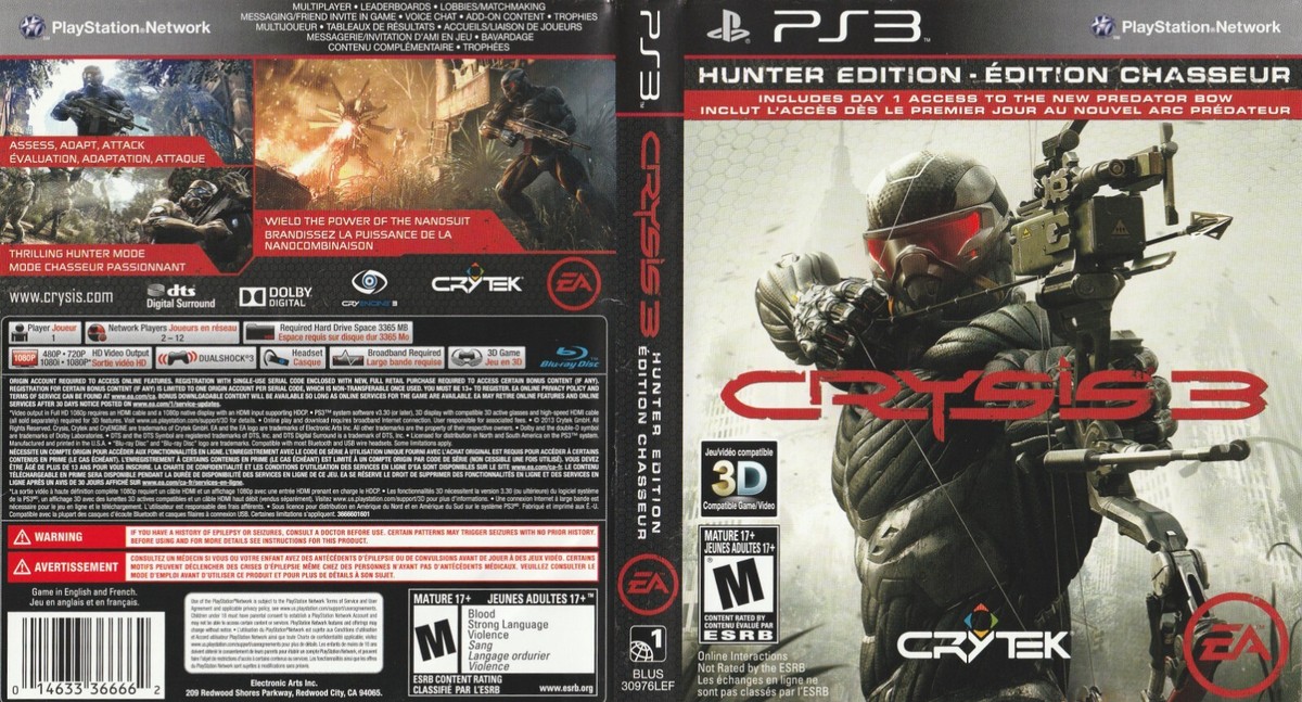 Crysis Hunter Edition PlayStation PS3 14633198096|