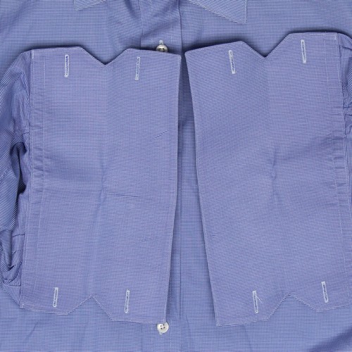 Hamilton Mens French Cuff Dress Shirt 18/34 Blue Nailhead Cotton Long Sleeve - Picture 6 of 10