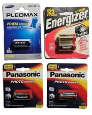 (4) CR123  Photo Lithium Batteries LOT - PLEOMAX, ENERGIZER, PANNASONIC