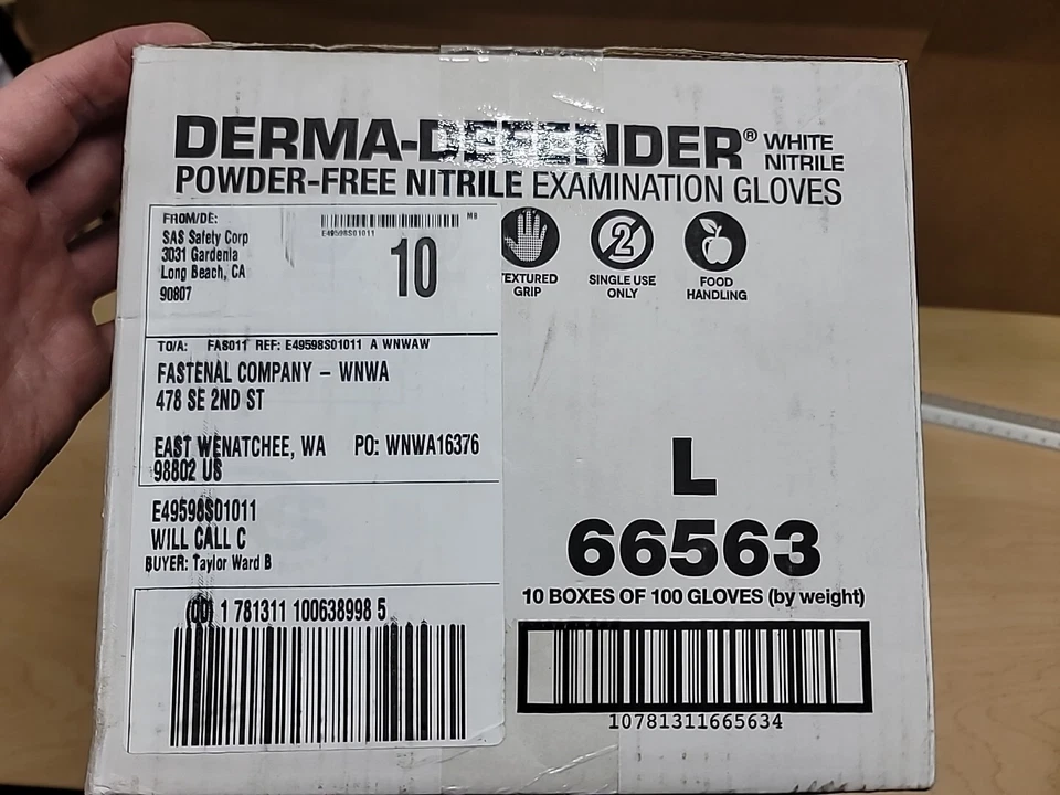 1000 guantes de seguridad de nitrilo blanco SAS 3,5 mil L examen médico de trabajo sin polvo 66563 Foto 4 de 4