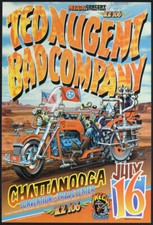 Ted Nugent Bad Company 1996 Poster Chattanooga Convention Center TN Jim Phillips