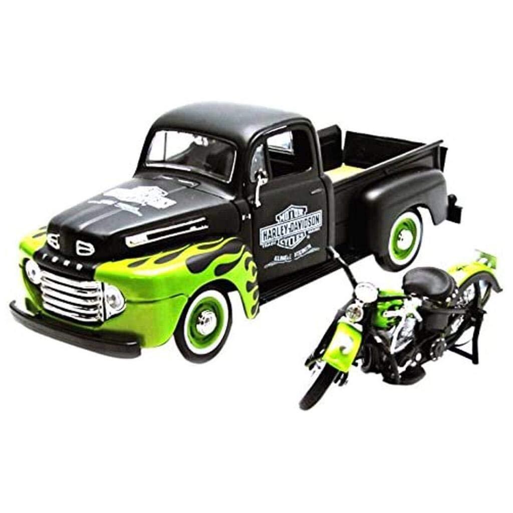Harley-davidson 1948 Fl Panhead And 1948 Ford F-1 Pickup In Dull Black