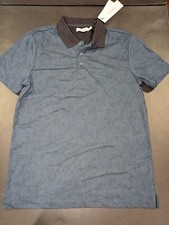 Calvin Klein Men's Short Sleeve Monogram Logo Printed Polo Shirt, Ink-Size Small