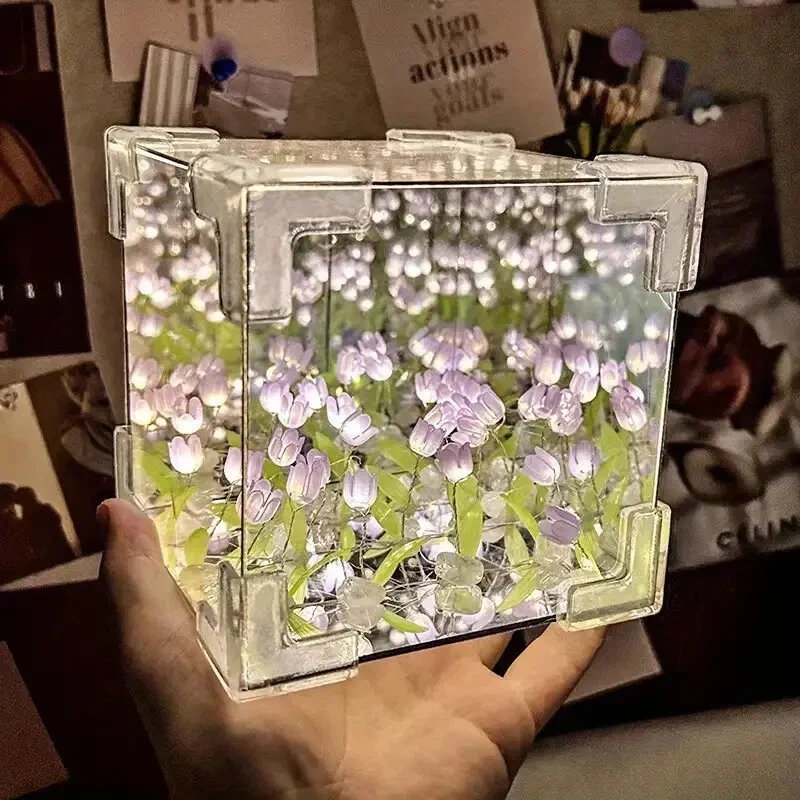 Nuevo kit de luz nocturna de tulipán hágalo usted mismo - alimentado por batería, decoración inteligente del hogar todas las habitaciones púrpura Foto 2 de 4