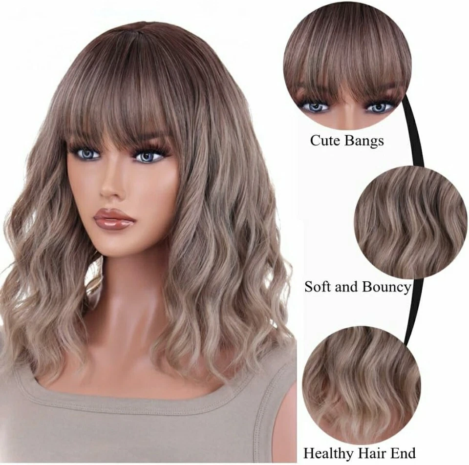 Peluca Browm Bob Pelucas Gorra Clásica Peluca para Mujer - Iced Mocha R Foto 4 de 4