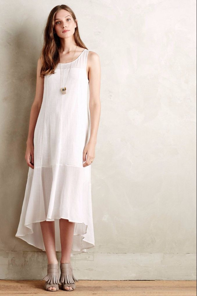 white gauze midi dress Women's Gauze Smocked Square Neck Midi Dress in White, Size XL, Organic Cotton by Quince