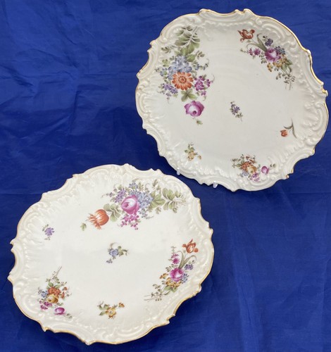 Antiguo par de platos de postre flores de porcelana Emile Coiffe Limoges c1870s francés - Imagen 3 de 11