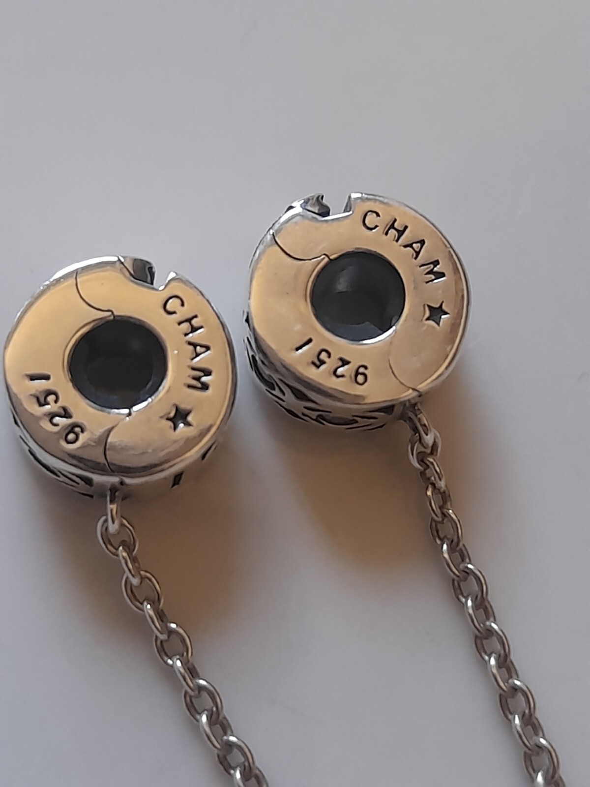 Retired Chamilia silver 925 royale CZ charm bracelet safety chain eBay