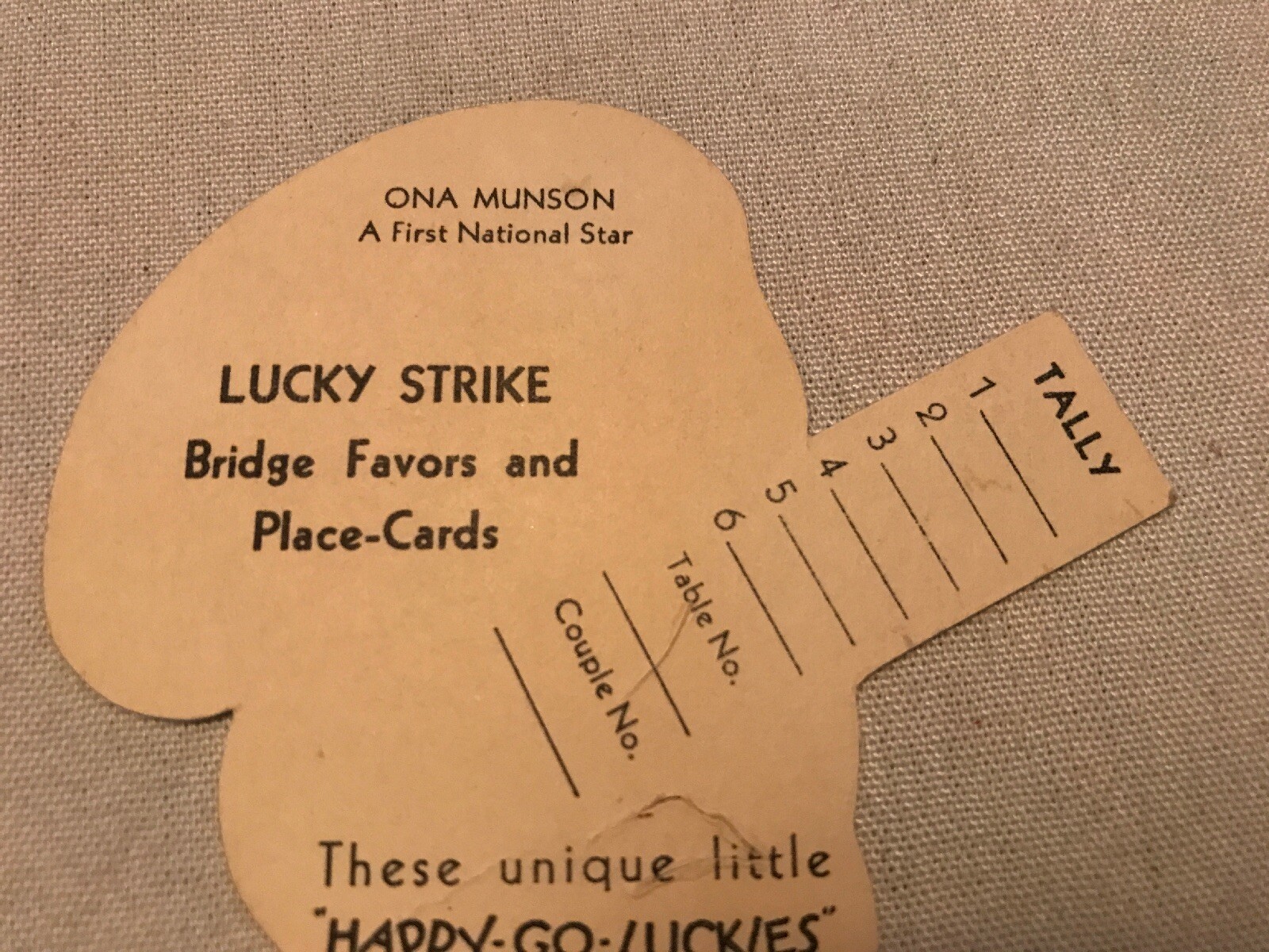 Lucky Strike Cigarettes, Ona Munson, 1930's Bridge Place Card | eBay