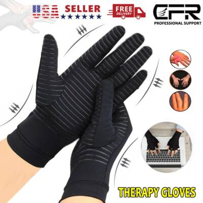Copper Compression Arthritis Gloves Finger Gym Carpal Tunnel Typing Support Hand