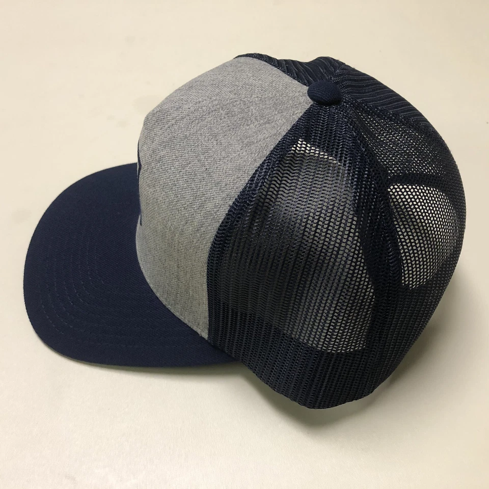 全新无标签 RVCA VA All The Way 卡车司机帽平沿帽 灰色 Heather 海军蓝 — 第 2/4 张图片