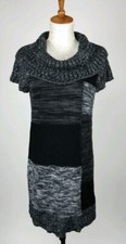 Women's Style & Co Sweater Dress Size S (4/6) A-Line,Cowl Neck, Gray's & Black 