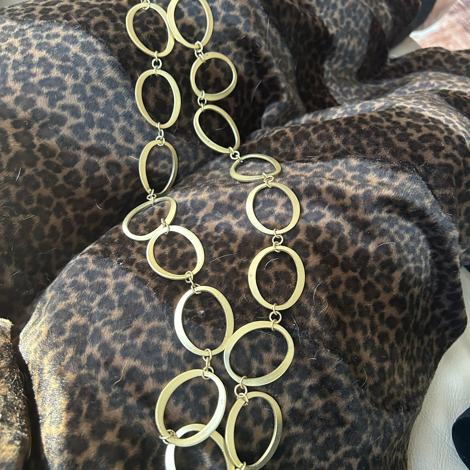 Gold Tone Large Oval Link Statement Necklace Adju… - image 6