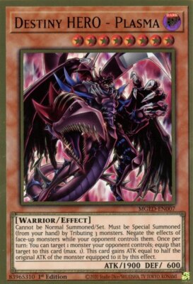 Yugioh! LP Destiny HERO - Plasma - MGED-EN007 - Premium Gold Rare - 1st Edition 
